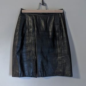 Vintage button zip leather pencil mini skirt sz2-4